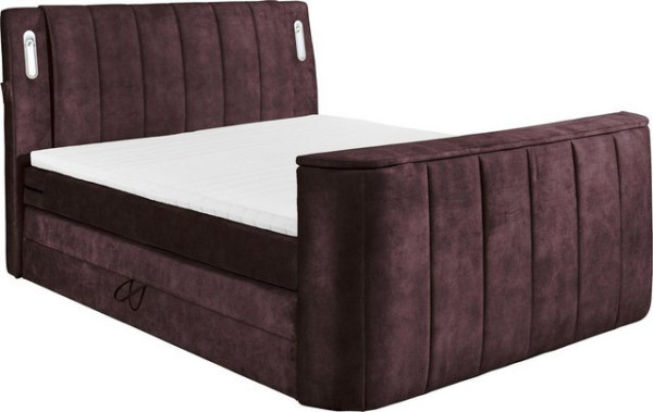 ED EXCITING DESIGN Boxspringbett Dallas (7-St), inkl. Topper, LED-Beleuchtung, TV Halterung und zwei