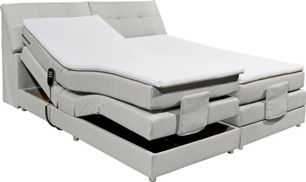 ED EXCITING DESIGN Boxspringbett Concord, inkl. Motor, Stauraum im Kopfteil und Topper